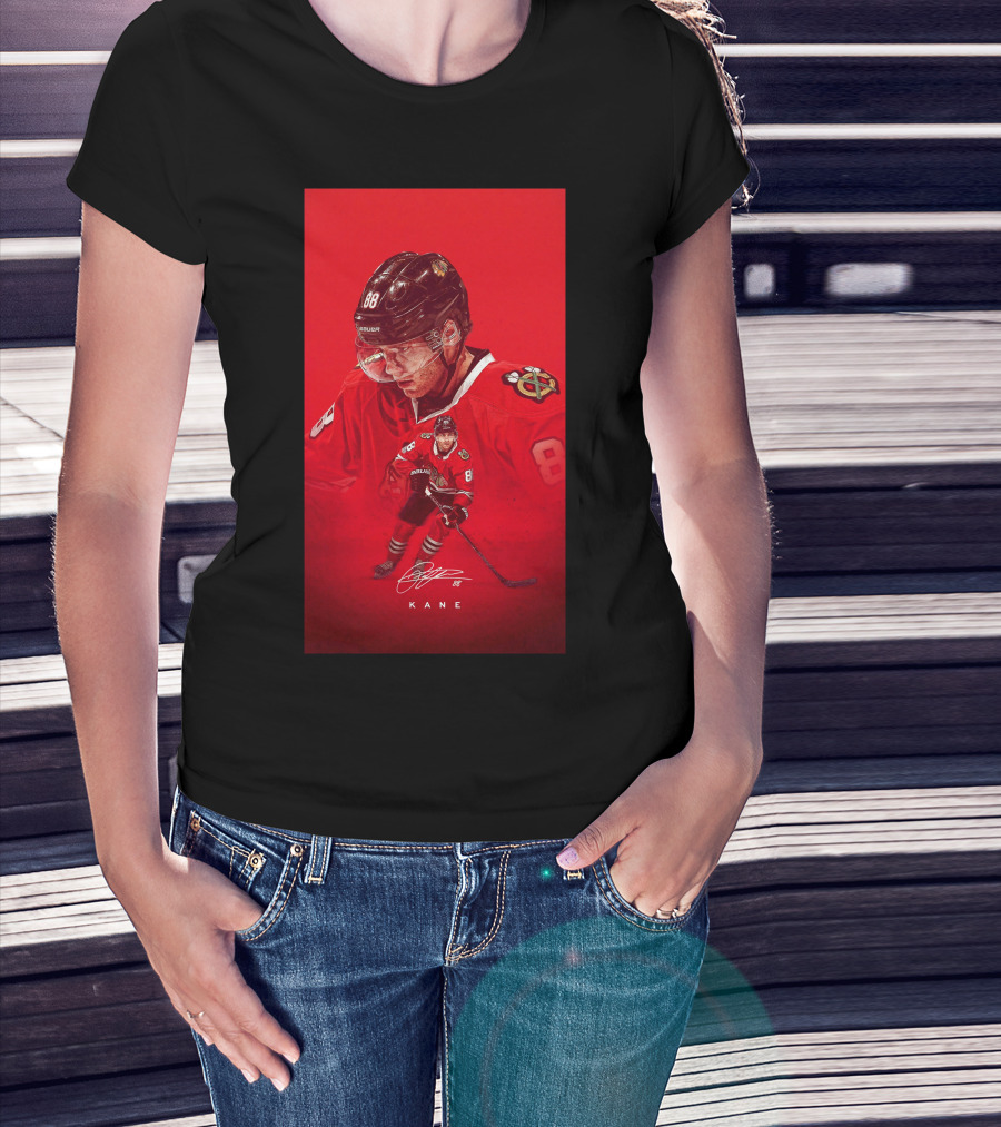 Chicago Blackhawks Patrick Kane 88 Jersey Red Signature T-Shirt