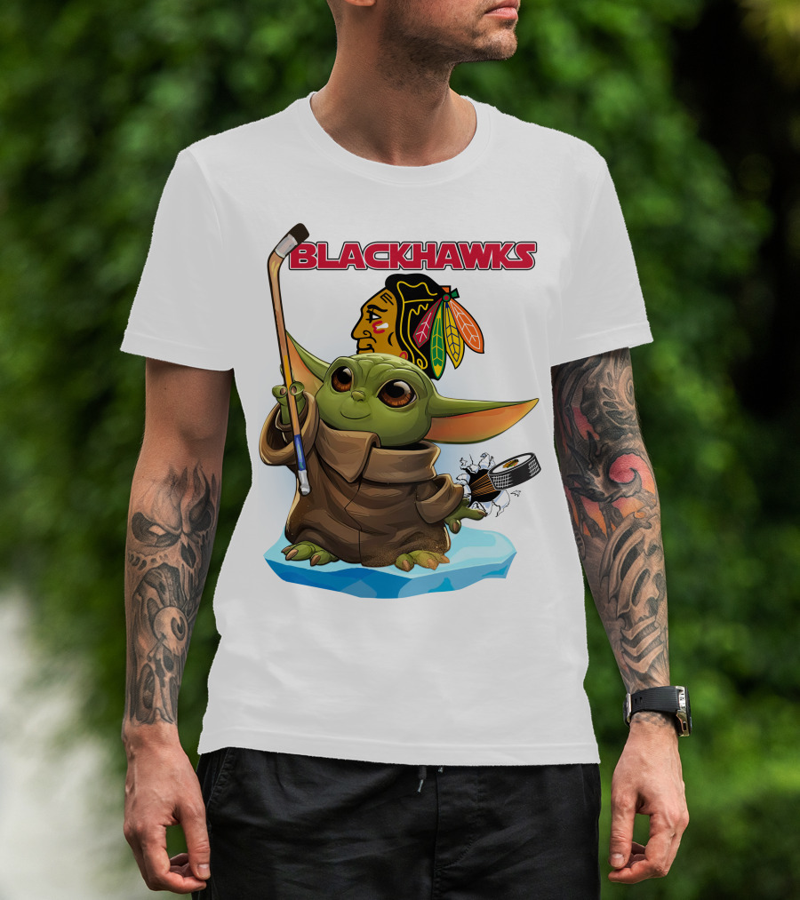 Baby Yoda Blackhawks Hockey T-Shirt