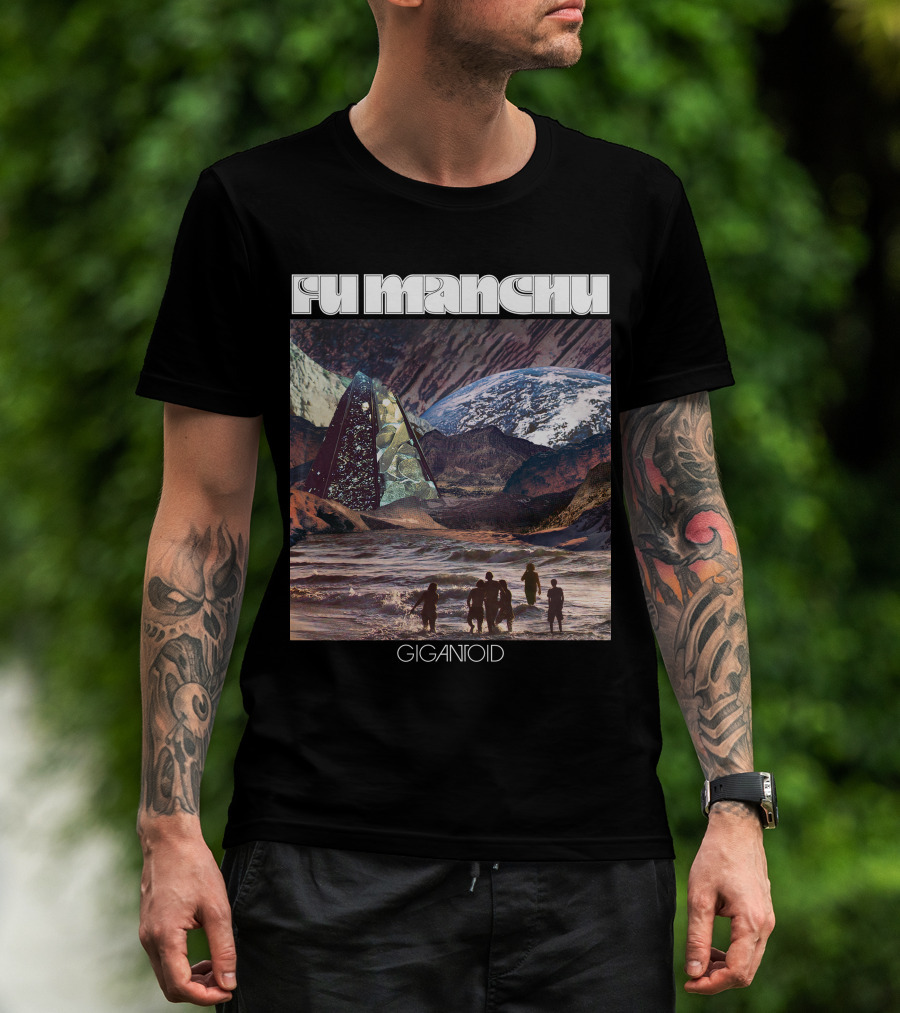Fu Manchu Gigantoid Beach Pyramid Earth Scene T-Shirt