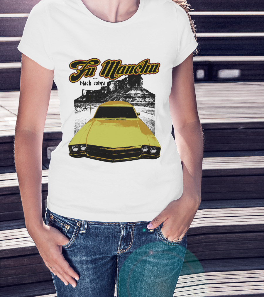 Fu Manchu With Black Cobra Desert Car Scene T-Shirt