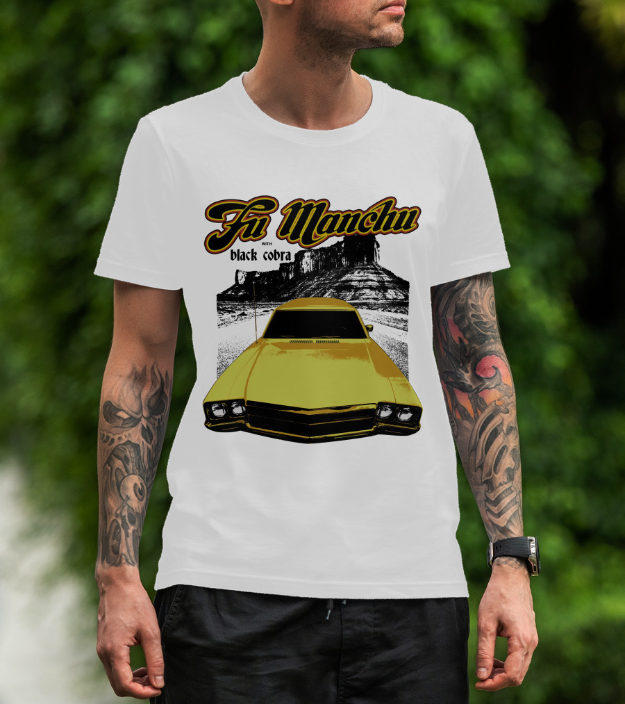 Fu Manchu With Black Cobra Desert Car Scene T-Shirt