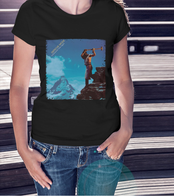 DEPECHE MODE Construction Time Again Worker On Mountain Rugged Skyline T-Shirt