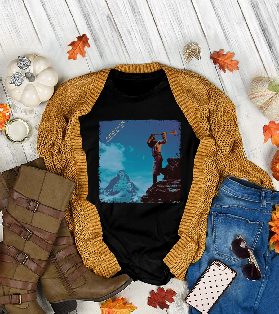 DEPECHE MODE Construction Time Again Worker on Mountain Rugged Skyline T-Shirt