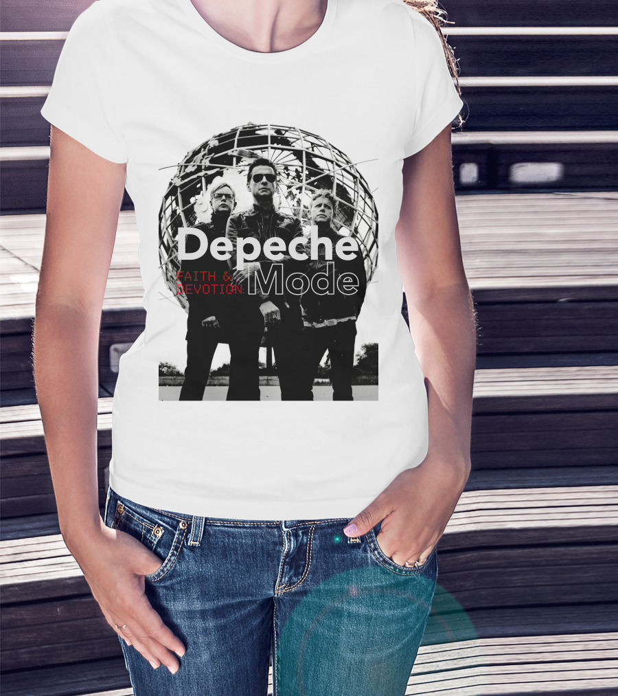 Depeche Mode Faith And Devotion Iconic Band Members In Front Of Unisphere T-Shirt