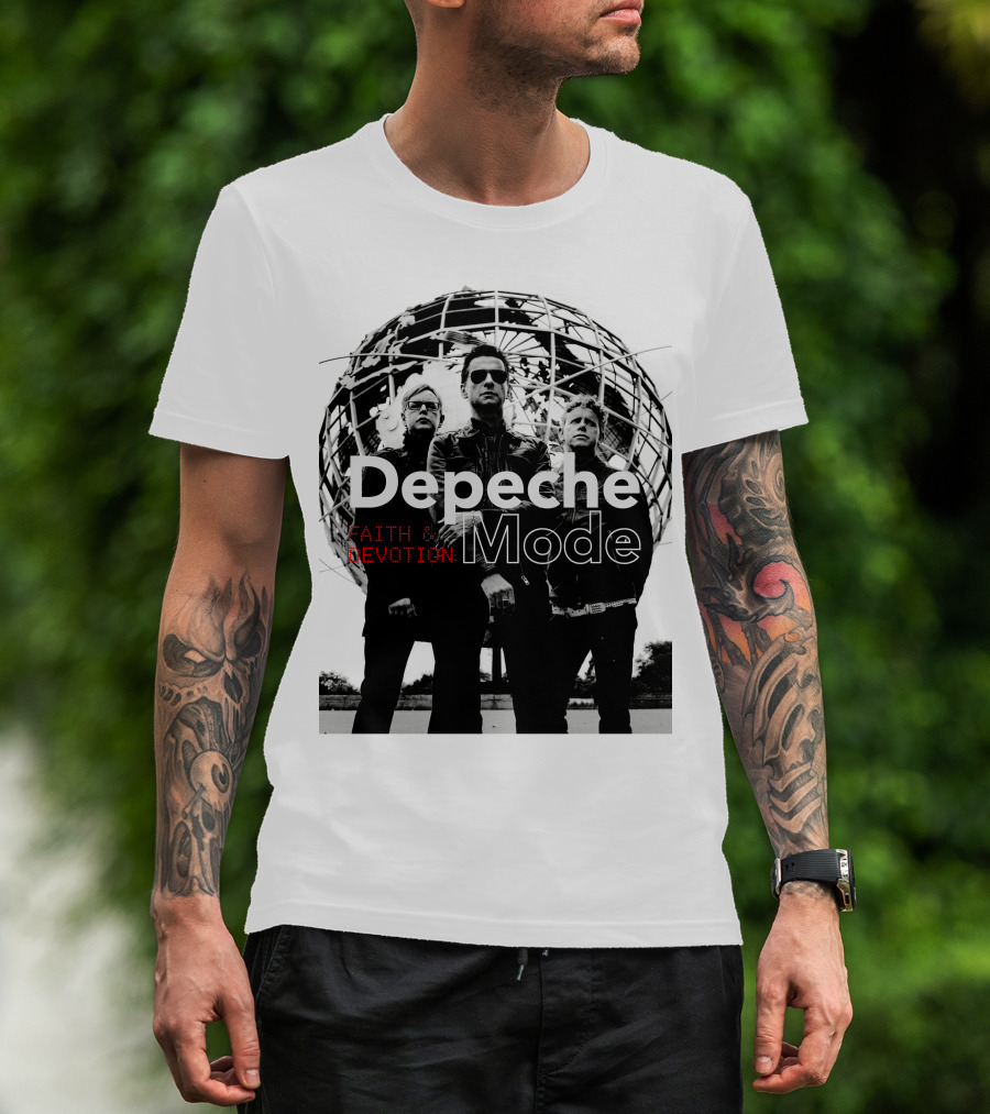 Depeche Mode Faith And Devotion Iconic Band Members In Front Of Unisphere T-Shirt