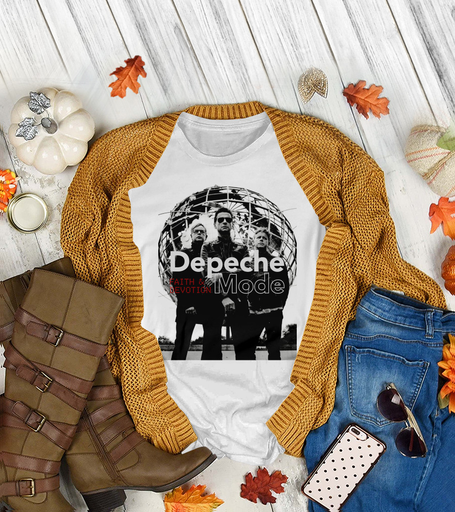 Depeche Mode Faith and Devotion Iconic Band Members in Front of Unisphere T-Shirt
