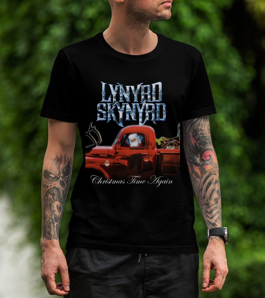 Lynyrd Skynyrd Christmas Time Again Santa In Red Truck T-Shirt