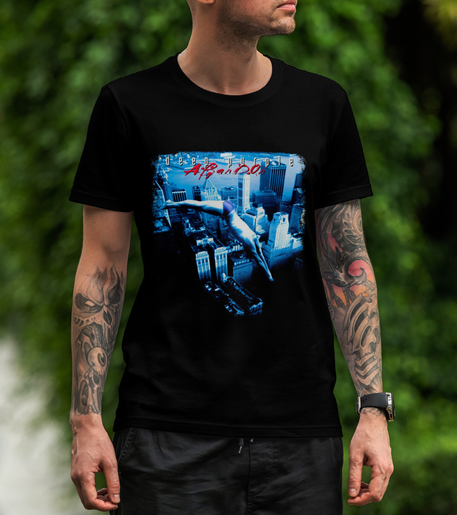 Deep Purple Abandon Diver Over Cityscape T-Shirt