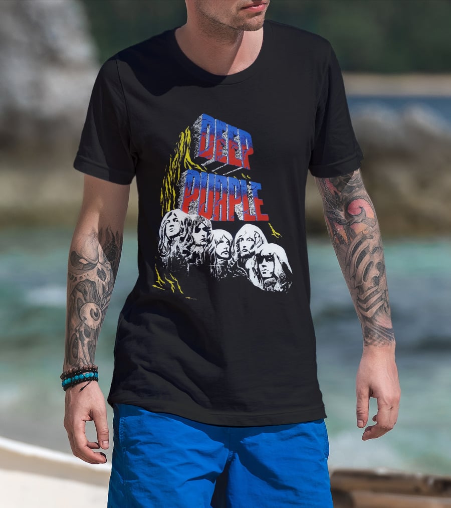Deep Purple Iconic Band Illustration Album Cover Style T-Shirt