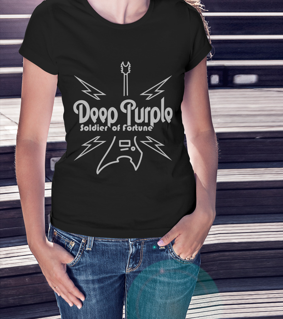 Deep Purple Soldier Of Fortune Guitar And Lightning Motif T-Shirt
