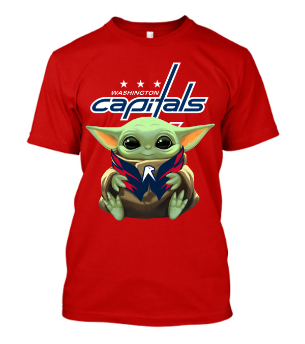 WASHINGTON CAPITALS BABY YODA NHL HOCKEY MANDALORIAN CROSSOVER T-Shirt