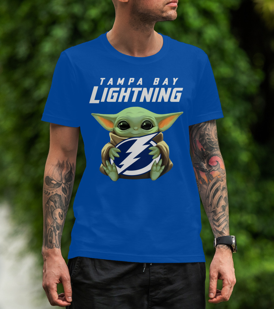 Tampa Bay Lightning Baby Yoda Holding T-Shirt
