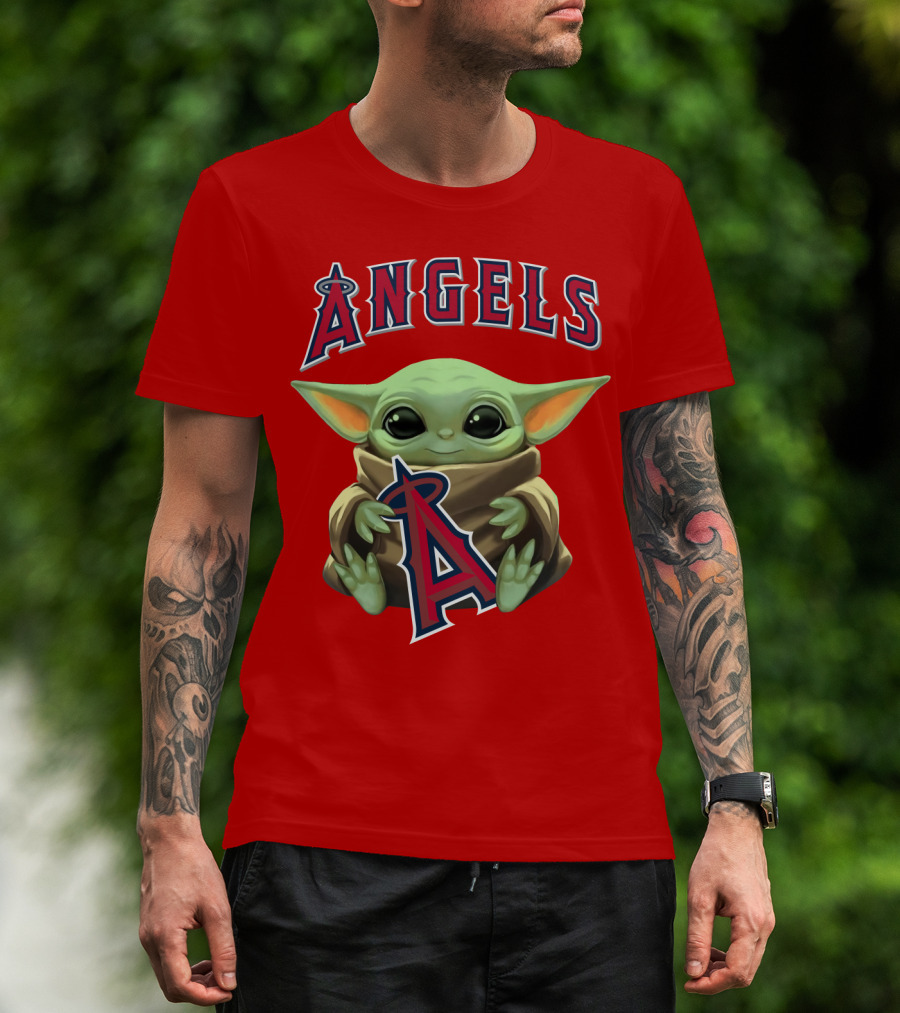 Baby Yoda Angels MLB Baseball Team Crossover T-Shirt