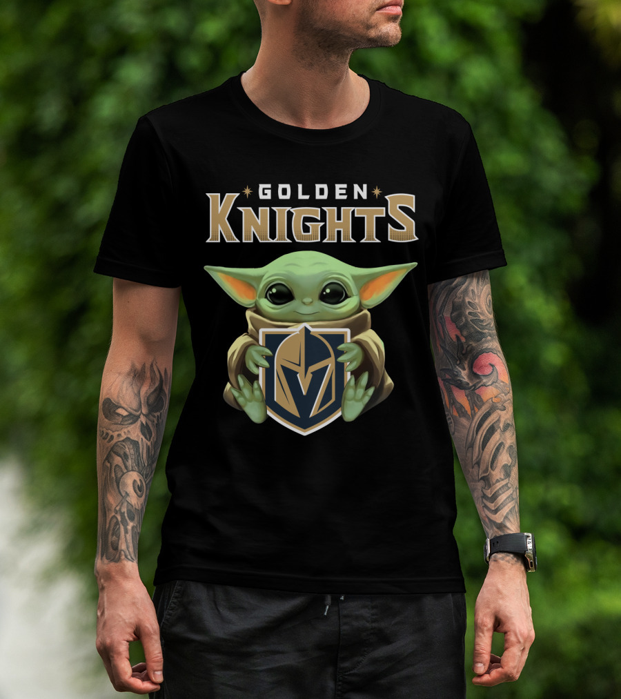 Golden Knights Baby Yoda Holding Team T-Shirt
