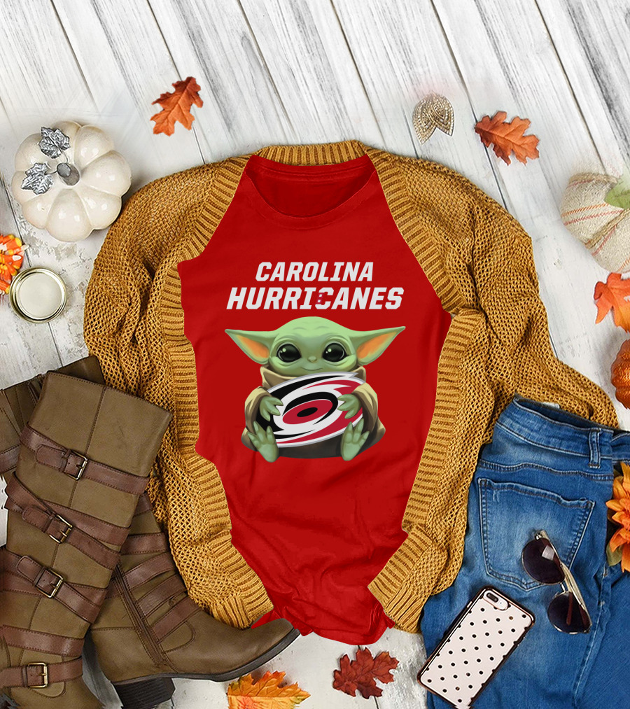 Carolina Hurricanes Baby Yoda Holding T-Shirt