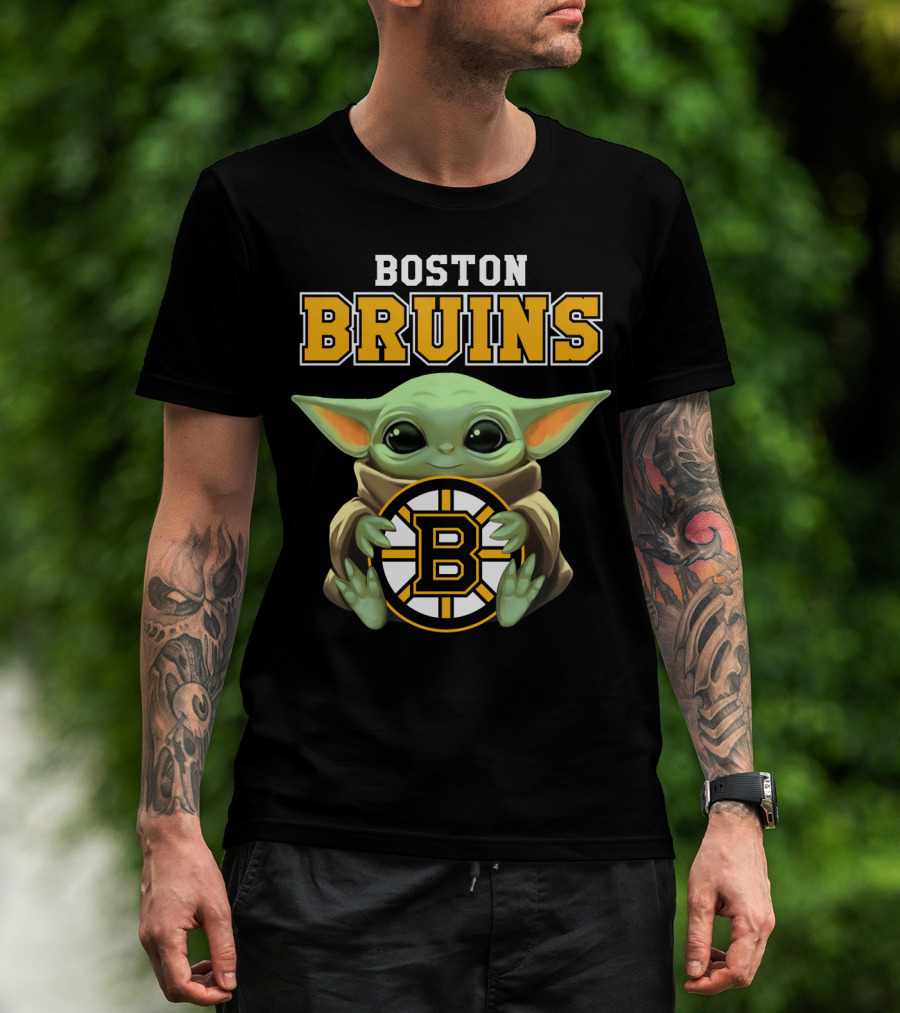 Boston Bruins Baby Yoda Holding T-Shirt