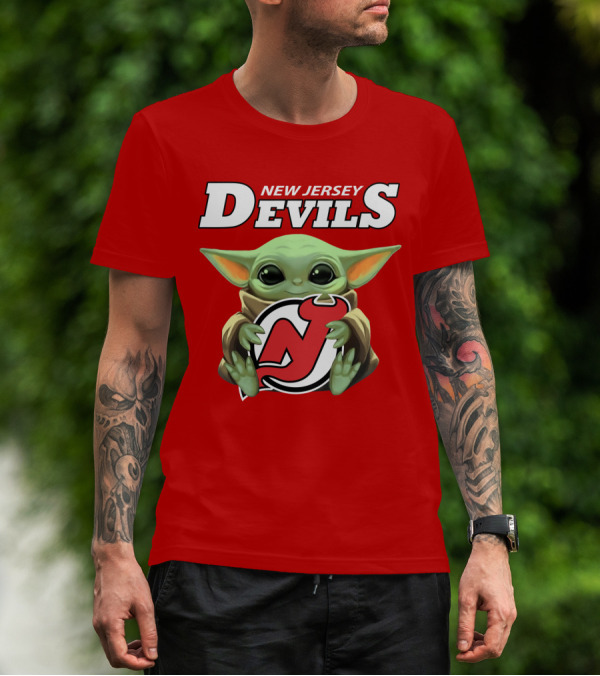 New Jersey Devils Baby Yoda Hockey Fan T-Shirt