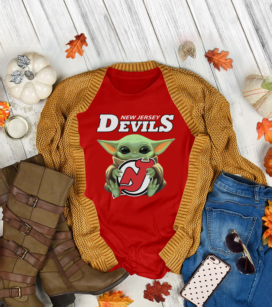 New Jersey Devils Baby Yoda Hockey Fan T-Shirt