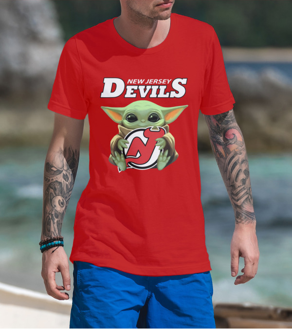 New Jersey Devils Baby Yoda Hockey Fan T-Shirt