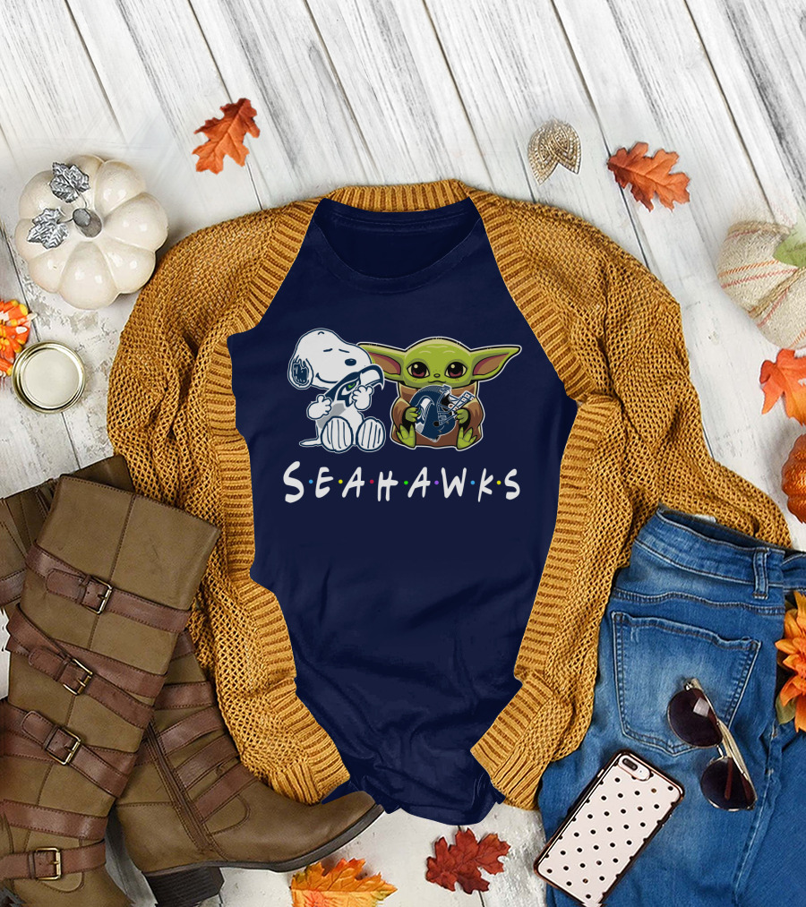 Snoopy Baby Yoda Seahawks T-Shirt