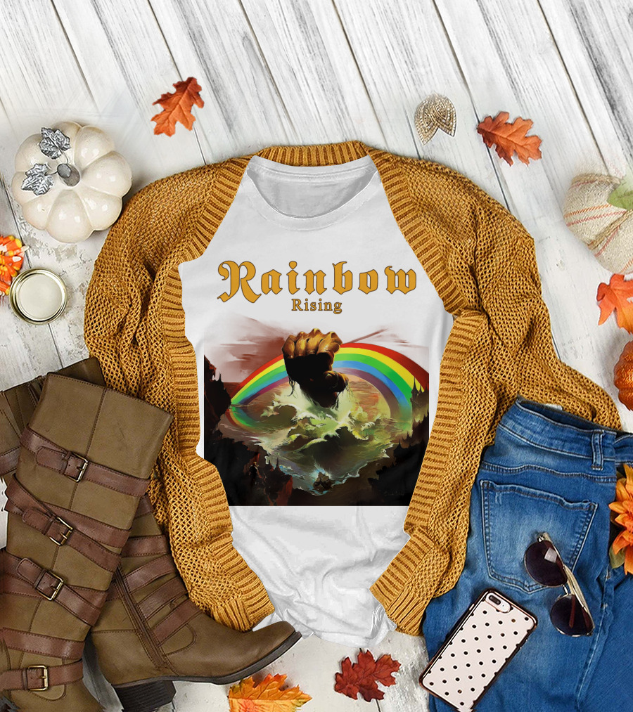 Rainbow Rising Fist and Rainbow Wave T-Shirt