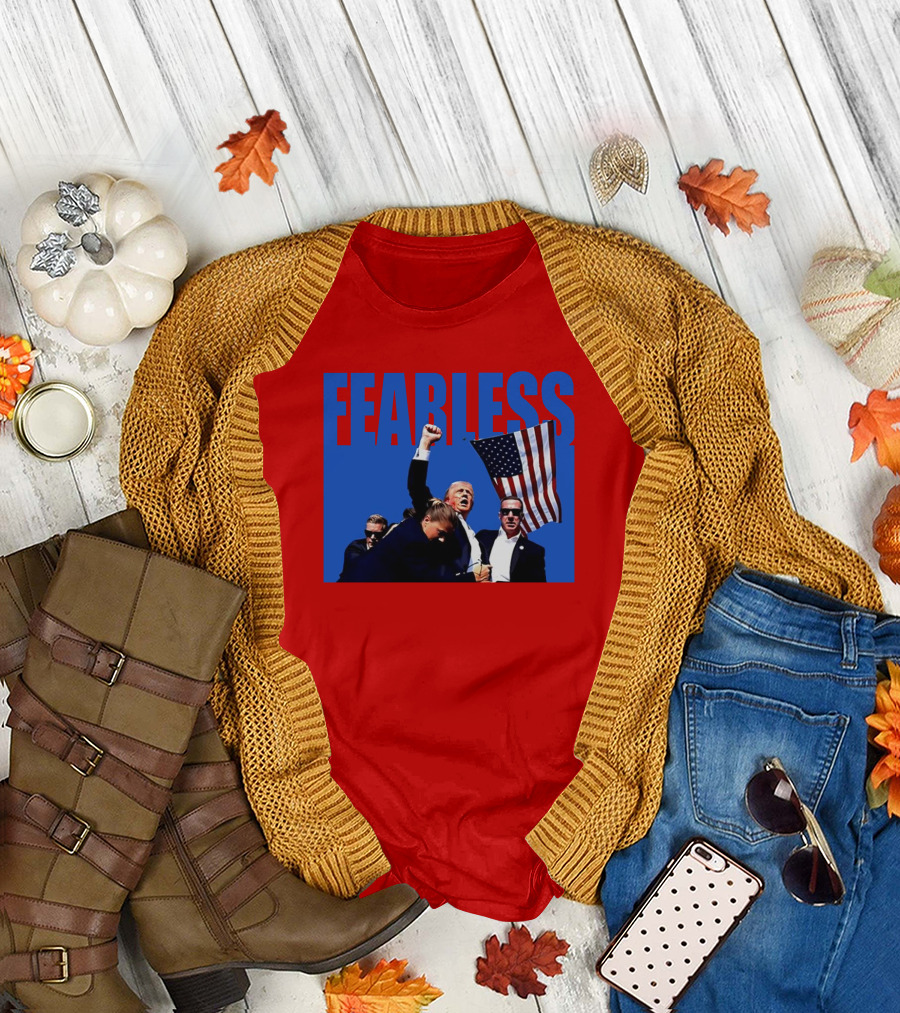 FEARLESS Trump Mike Hurst American Flag Iconic Moment T-Shirt