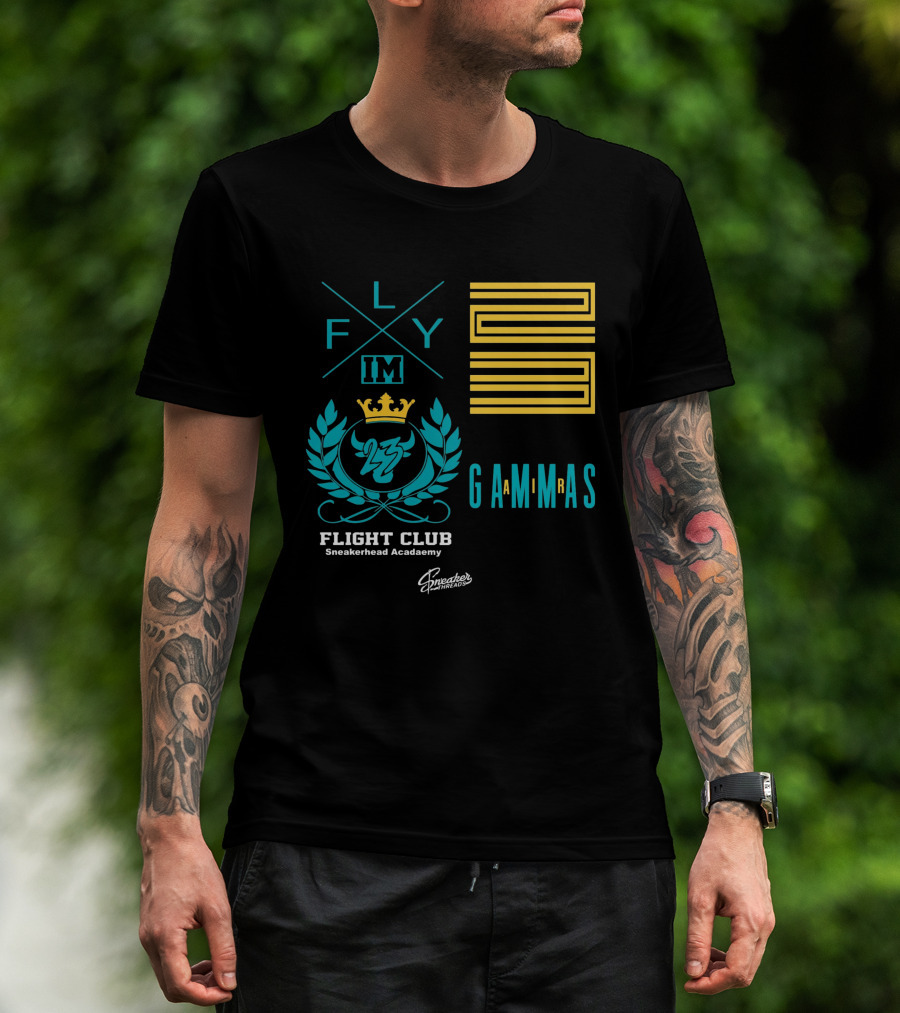 Jordan 11 Gamma Blue Flight Club Sneakerhead Academy Fly Gammas Gammas 23 Crown Laurels T-Shirt