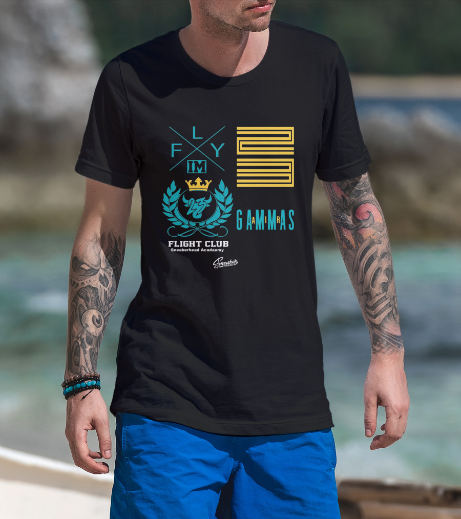 Jordan 11 Gamma Blue Flight Club Sneakerhead Academy Fly Gammas Gammas 23 Crown Laurels T-Shirt