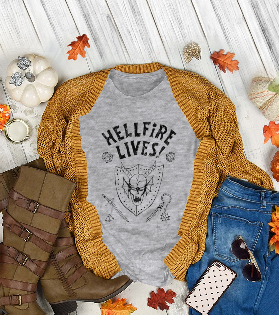 Hellfire Lives Stranger Things Hawkins High Hellfire Club Dustin Henderson Dungeon Master Lives T-Shirt