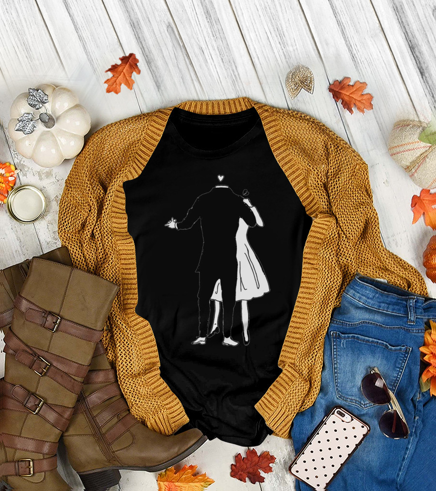 It Takes Two Dancing Couple Silhouette with Hearts T-Shirt