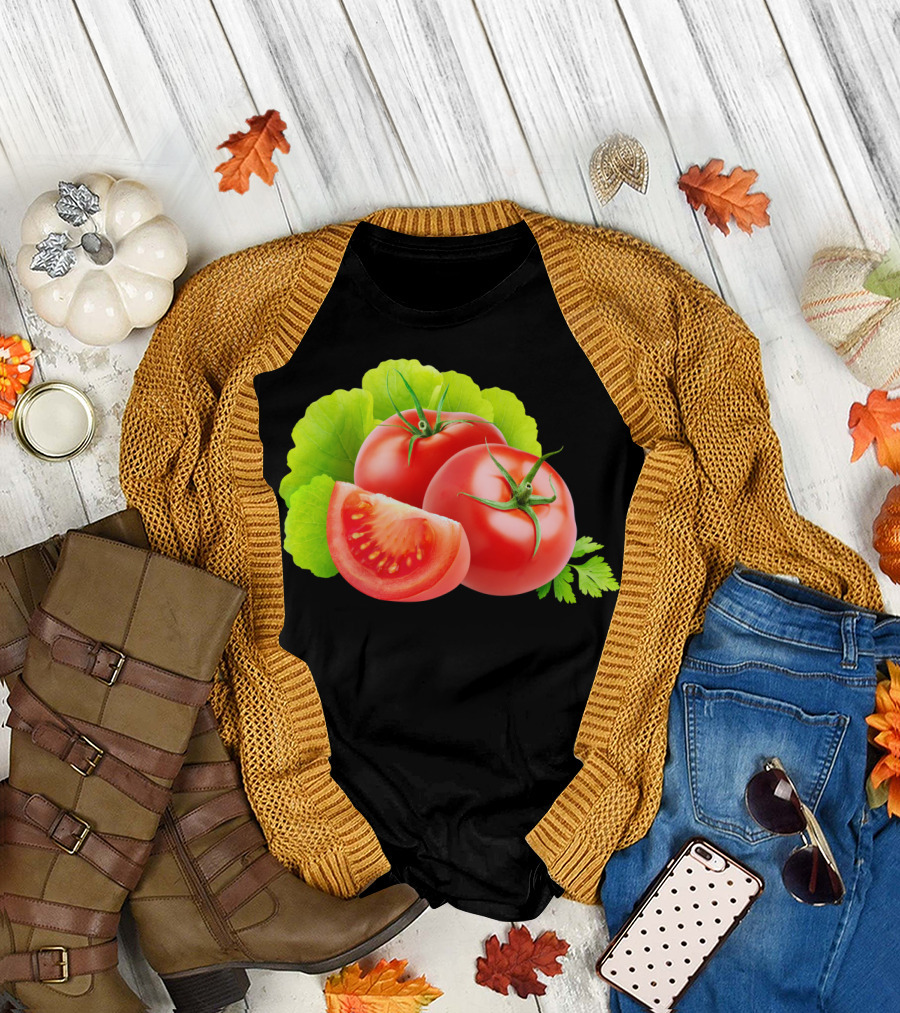 Tomatoes Still Life with Green Leaves T-Shirt