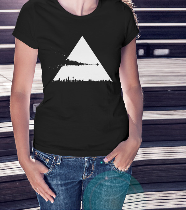 Crossover Airplane Skyline Triangular T-Shirt