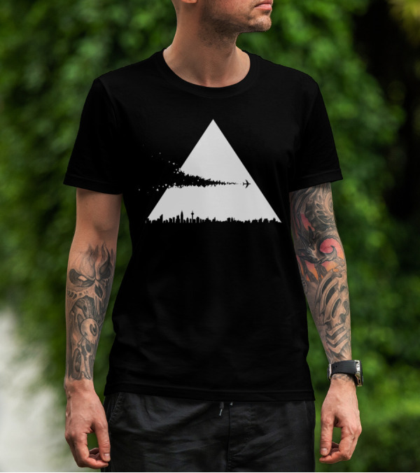 Crossover Airplane Skyline Triangular T-Shirt
