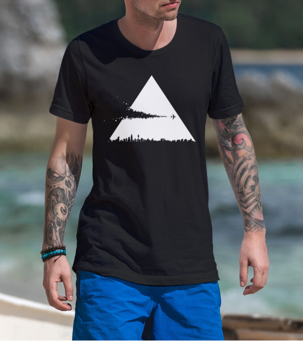 Crossover Airplane Skyline Triangular T-Shirt