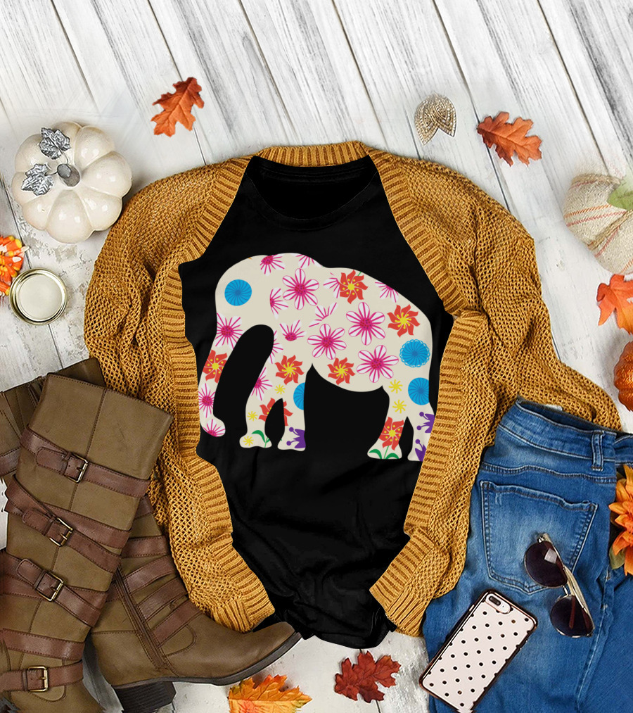 Floral Elephant Multicolor Flower T-Shirt