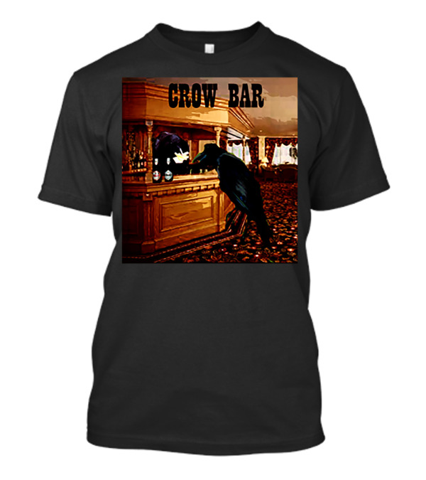 CROW BAR Vintage Pub Scene With Drinking Crow T-Shirt