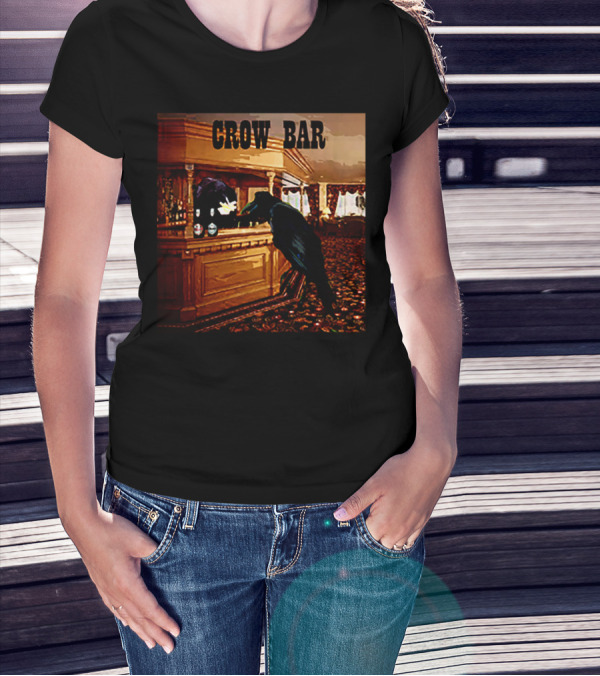 CROW BAR Vintage Pub Scene With Drinking Crow T-Shirt