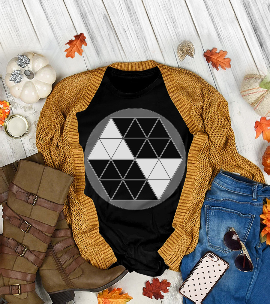 Geometric Black and White Triangle Cube T-Shirt