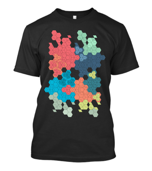 Geometric Colored Hexagon Cluster Pattern A T-Shirt