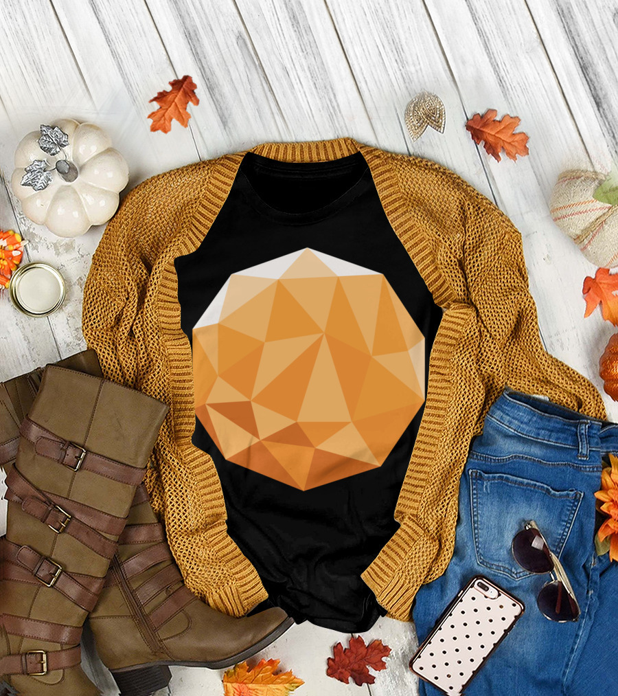 Geometric Comet Orange Polyhedron T-Shirt