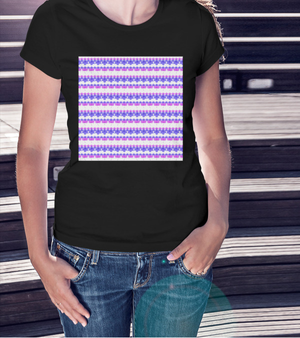 Floral Stripes Purple Pink T-Shirt