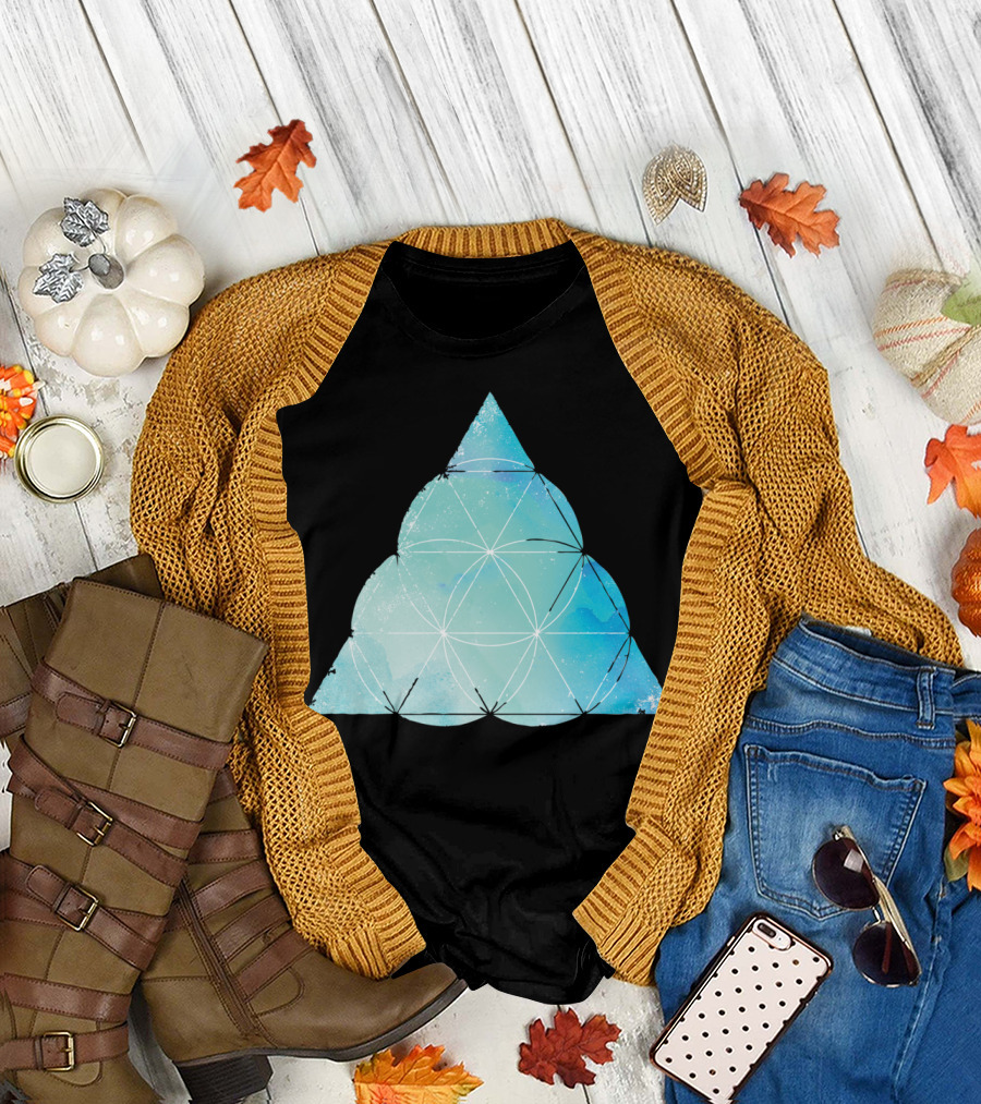 Sacred Geometry Watercolour No5 Blue Triangle T-Shirt