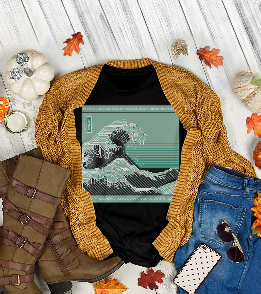 Hokusai Eastern Technology Wave Globaldata Copyright Tragicromie Alnesolt379 Jbln675104 Frstx T-Shirt