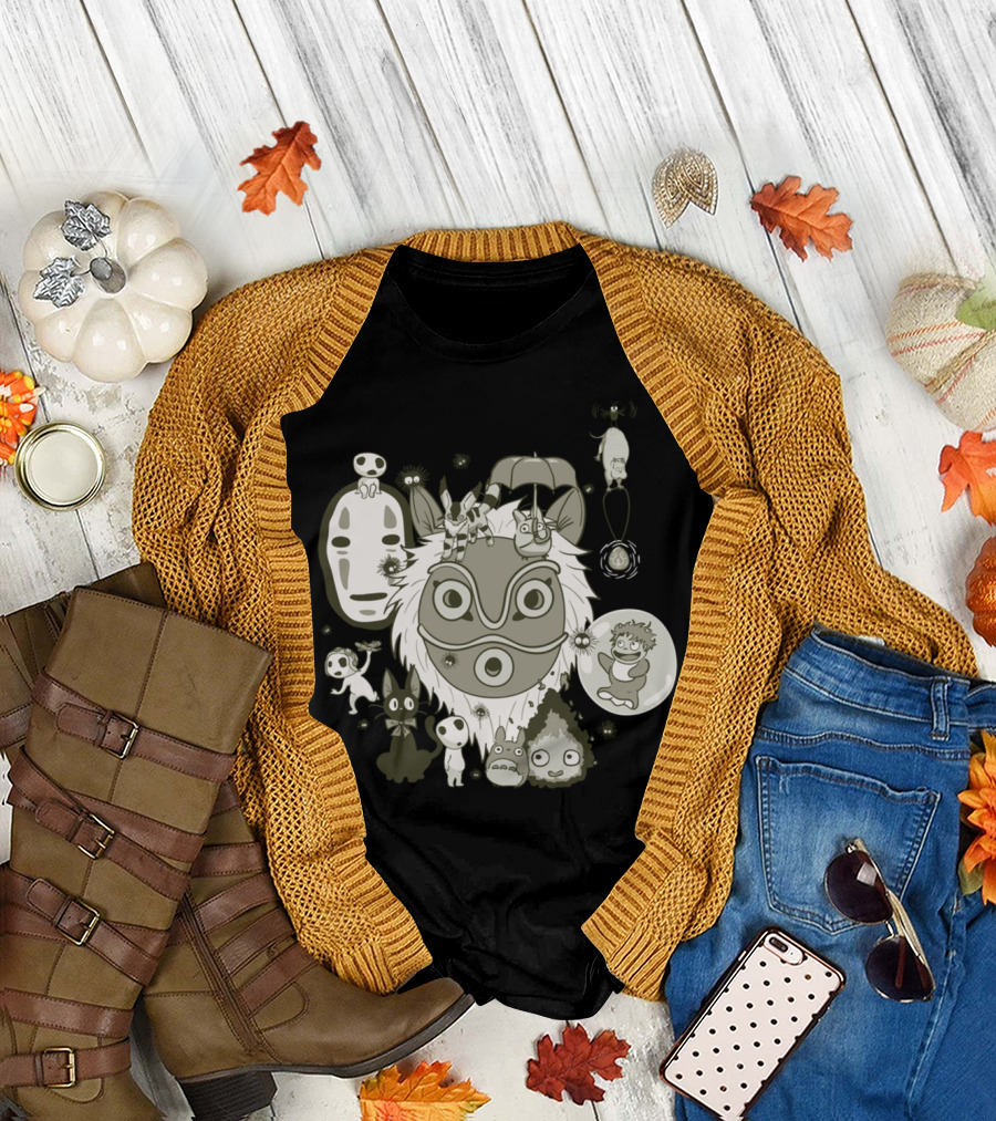 Studio Ghibli My Sweet Friends Totoro Spirited Away Princess Mononoke Characters T-Shirt