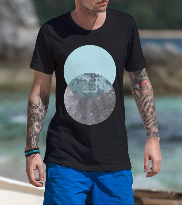 Geometric Full Moon Venn Diagram With Abstract Lunar Textures T-Shirt