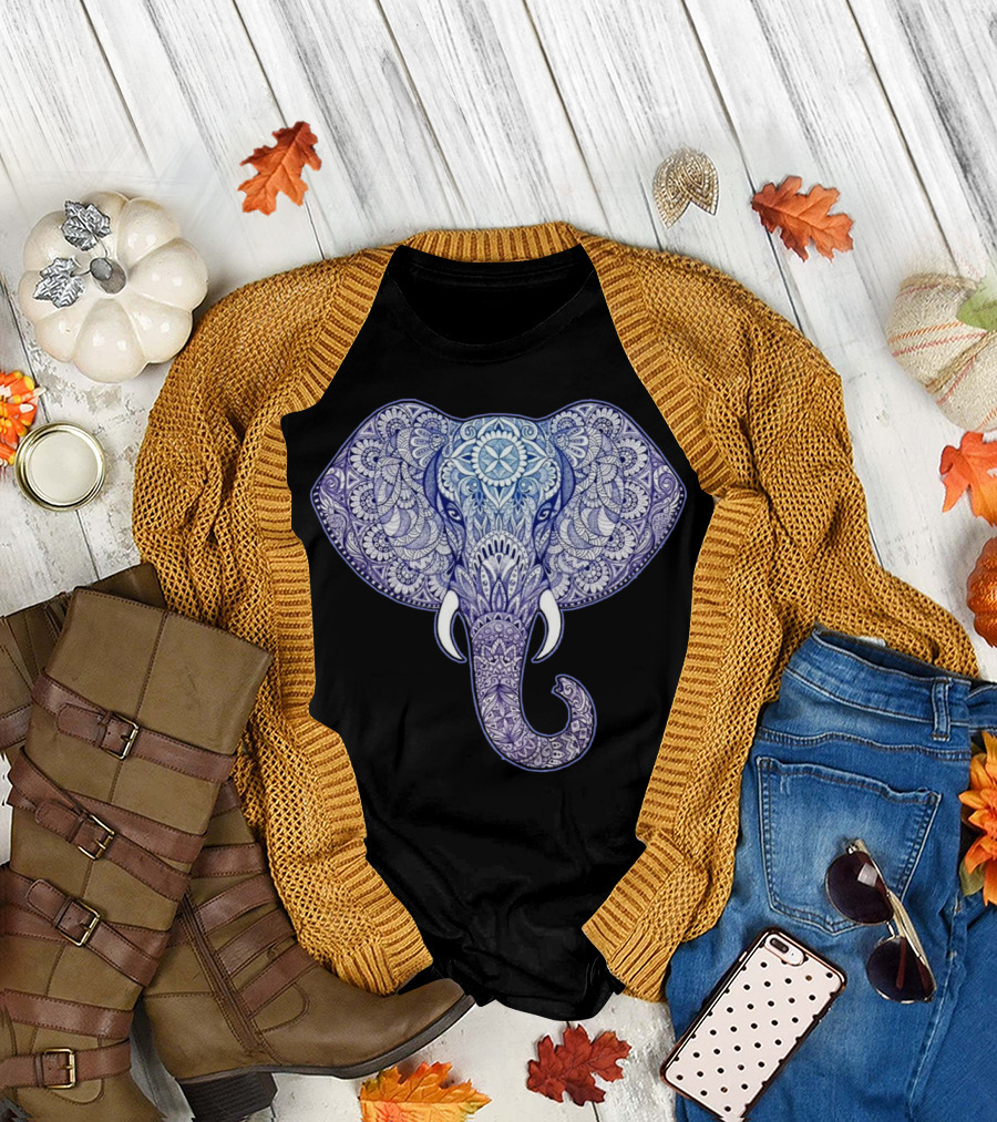 Mandala Elephant Intricate Doodle T-Shirt