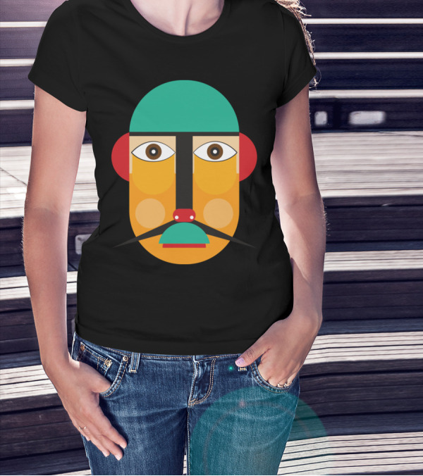 Geometric Human Head Abstract Face T-Shirt