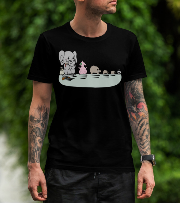 Elephant In The Room Evolution Cartoon With Money Bag And Paintbrush T-Shirt