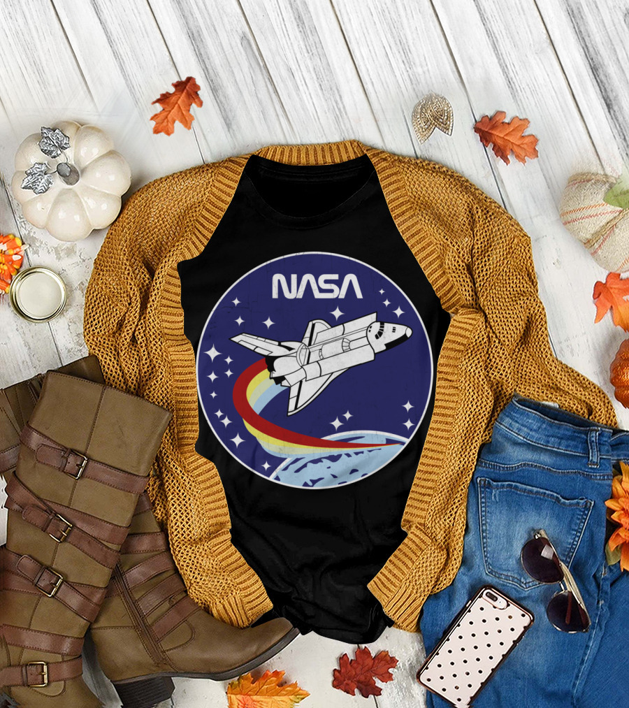 NASA Space Shuttle Rainbow Trail Badge T-Shirt