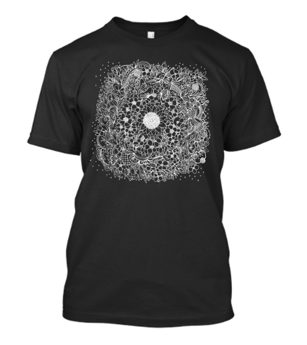 Flower Circle White Intricate Floral Mandala T-Shirt